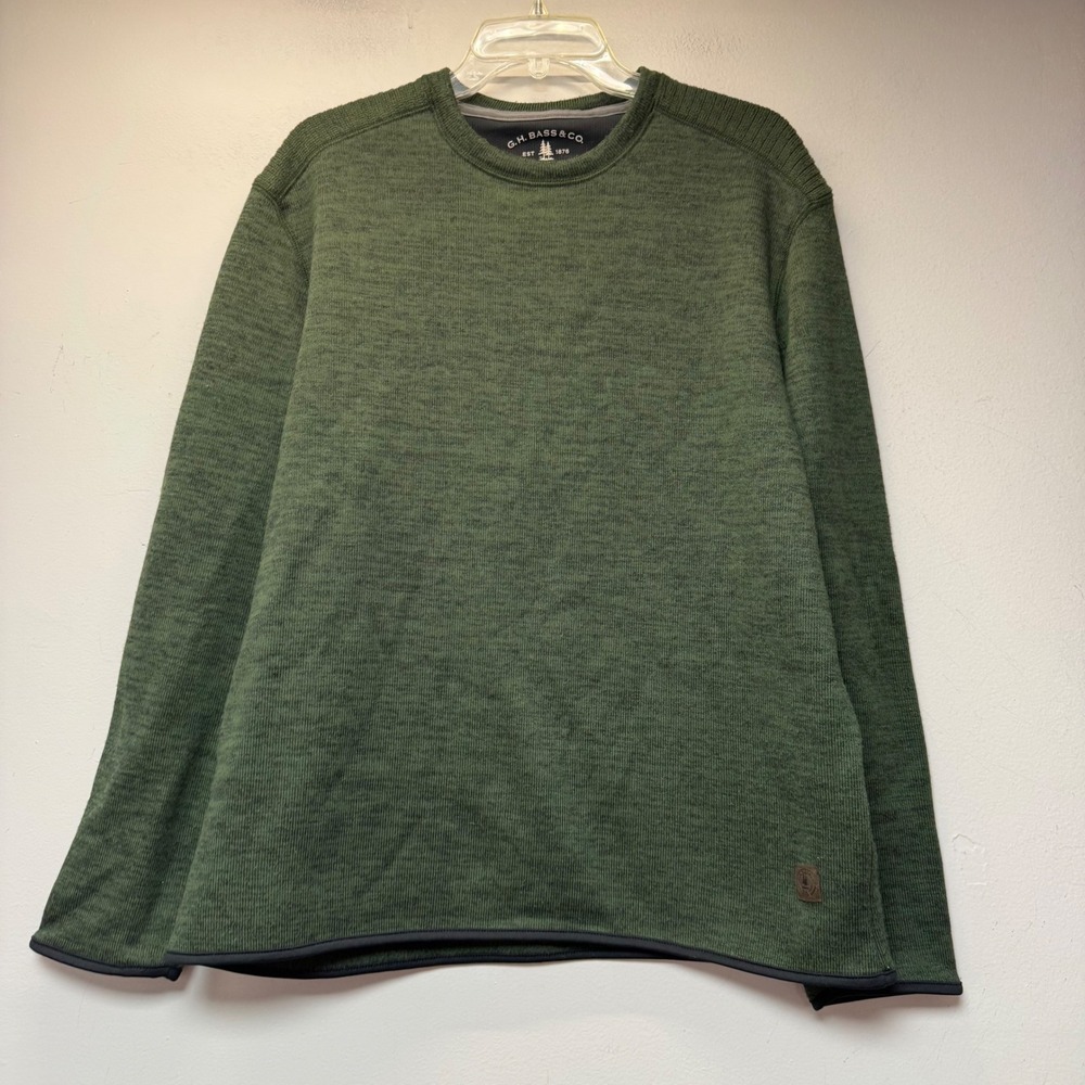 G.H. Bass & Co. Sweater Mens Large Green Excellent Marled Crewneck Knit 13667V